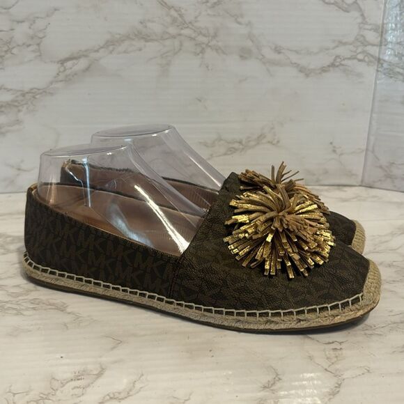MICHAEL Michael Kors Lolita leather PomPom espadrille flats size 10 M - Picture 5 of 12